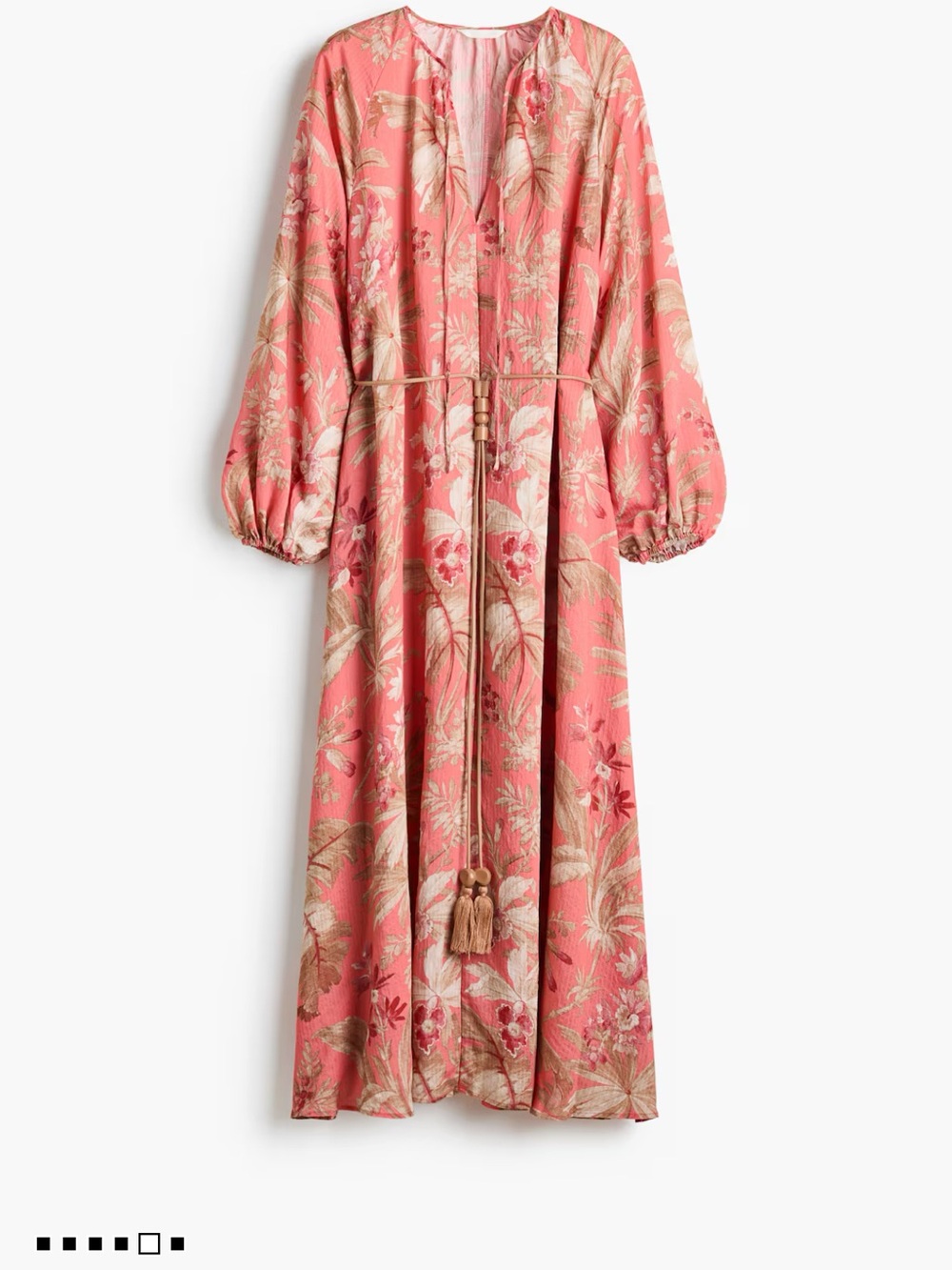 NWT H&M Floral Coral Maxi Dress with Tassel Tie